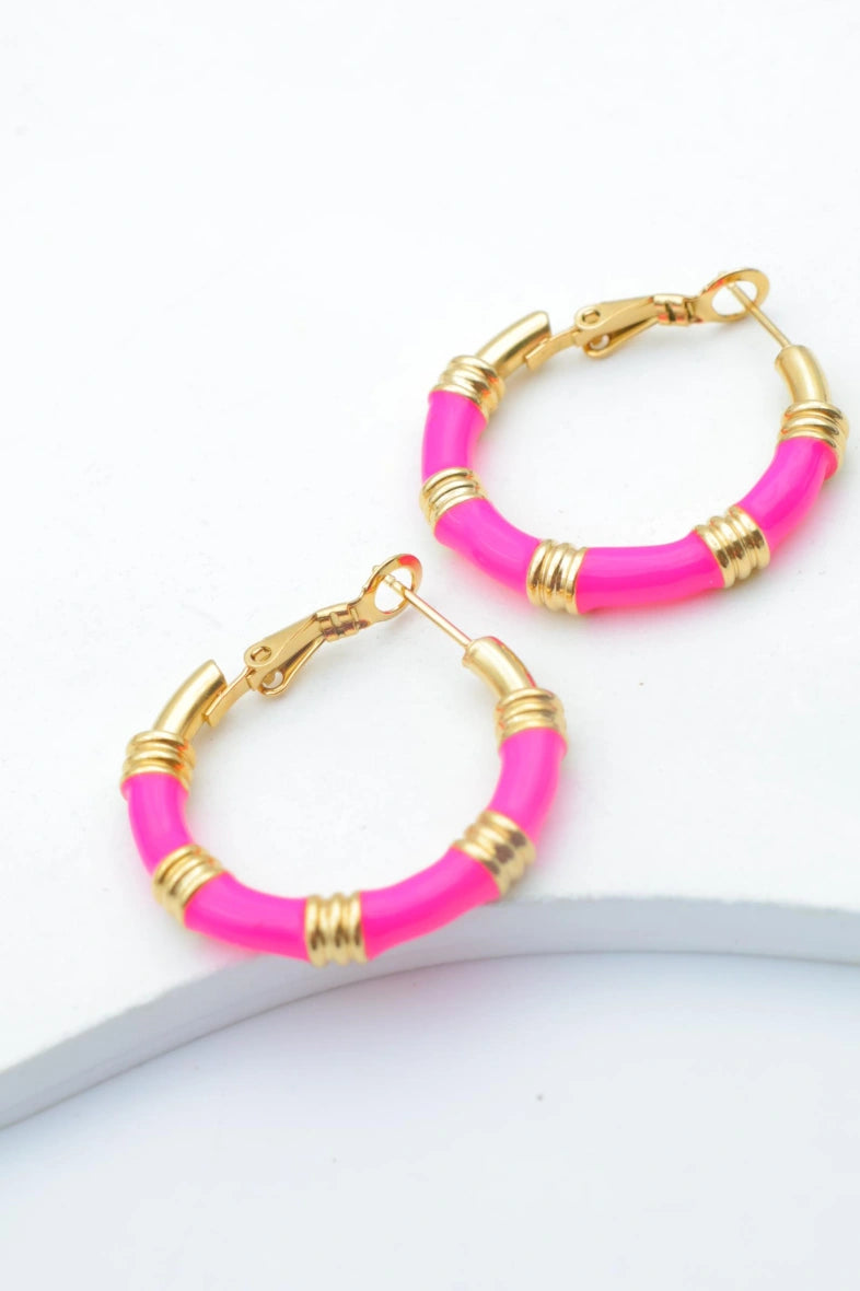 Boucles d'oreilles en acier inoxydable - FUCHSIA