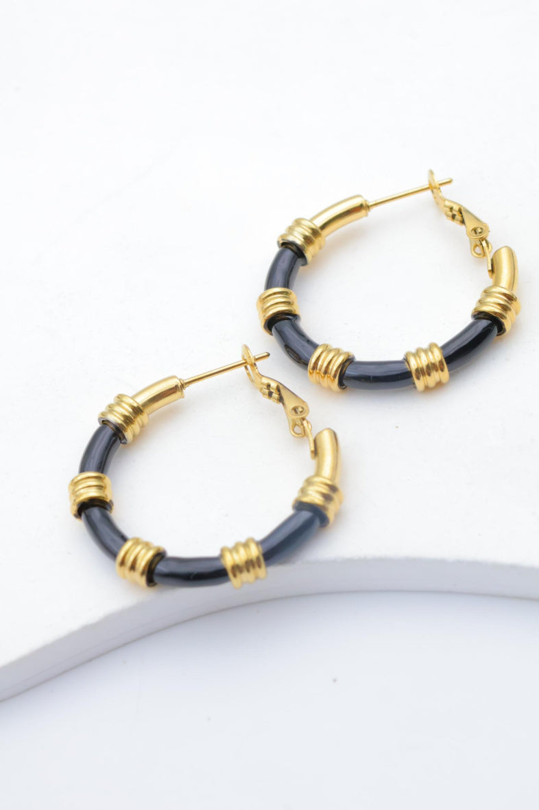 Boucles d'oreilles en acier inoxydable - NOIR