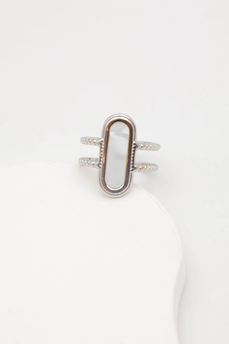 Bague en acier inoxydable ajustable - ARGENT