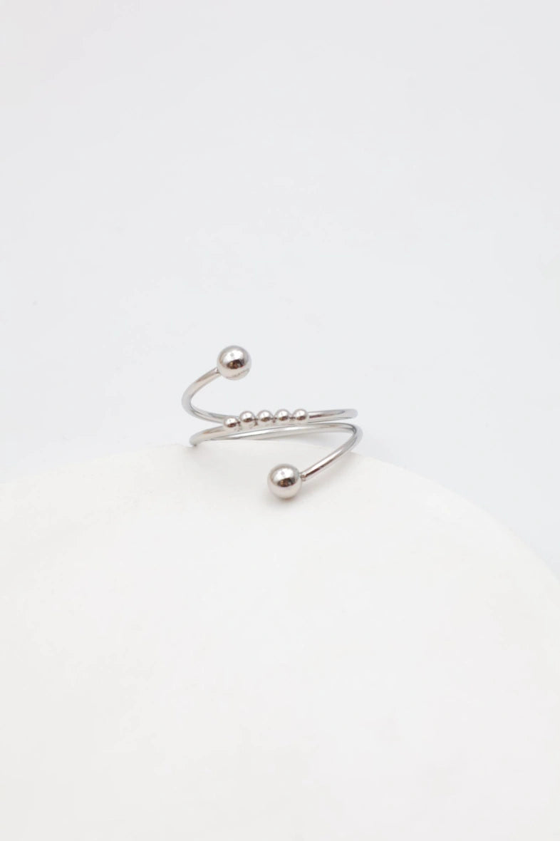 Bague en acier inoxydable ajustable - ARGENT