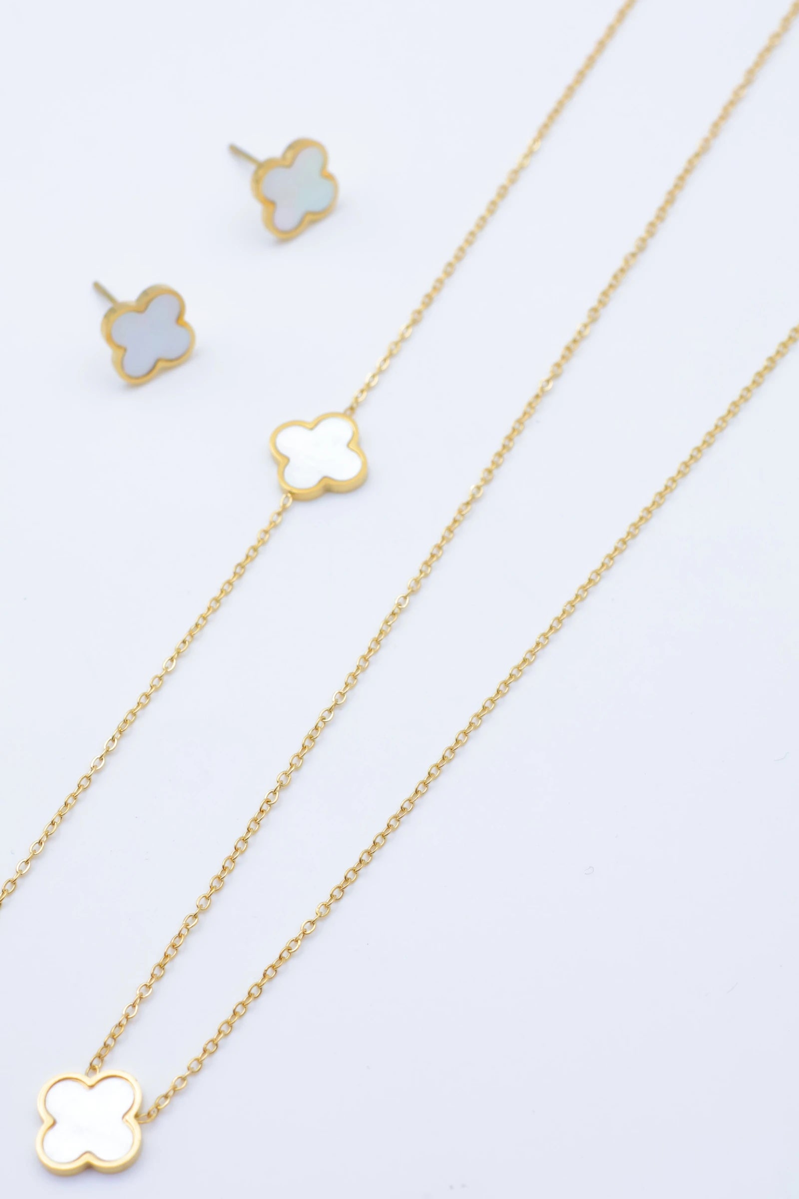 Parure de bijoux en acier inoxydable - BLANC