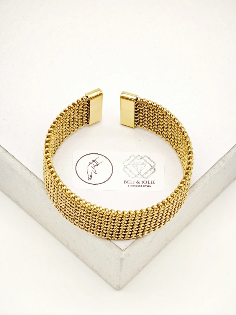 Bracelet jonc en acier inoxydable - DORÉ