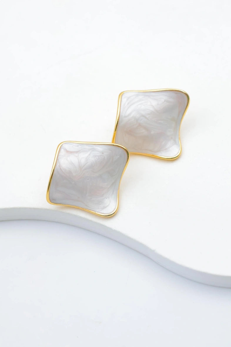 Boucles d'oreilles en acier inoxydable - BLANC