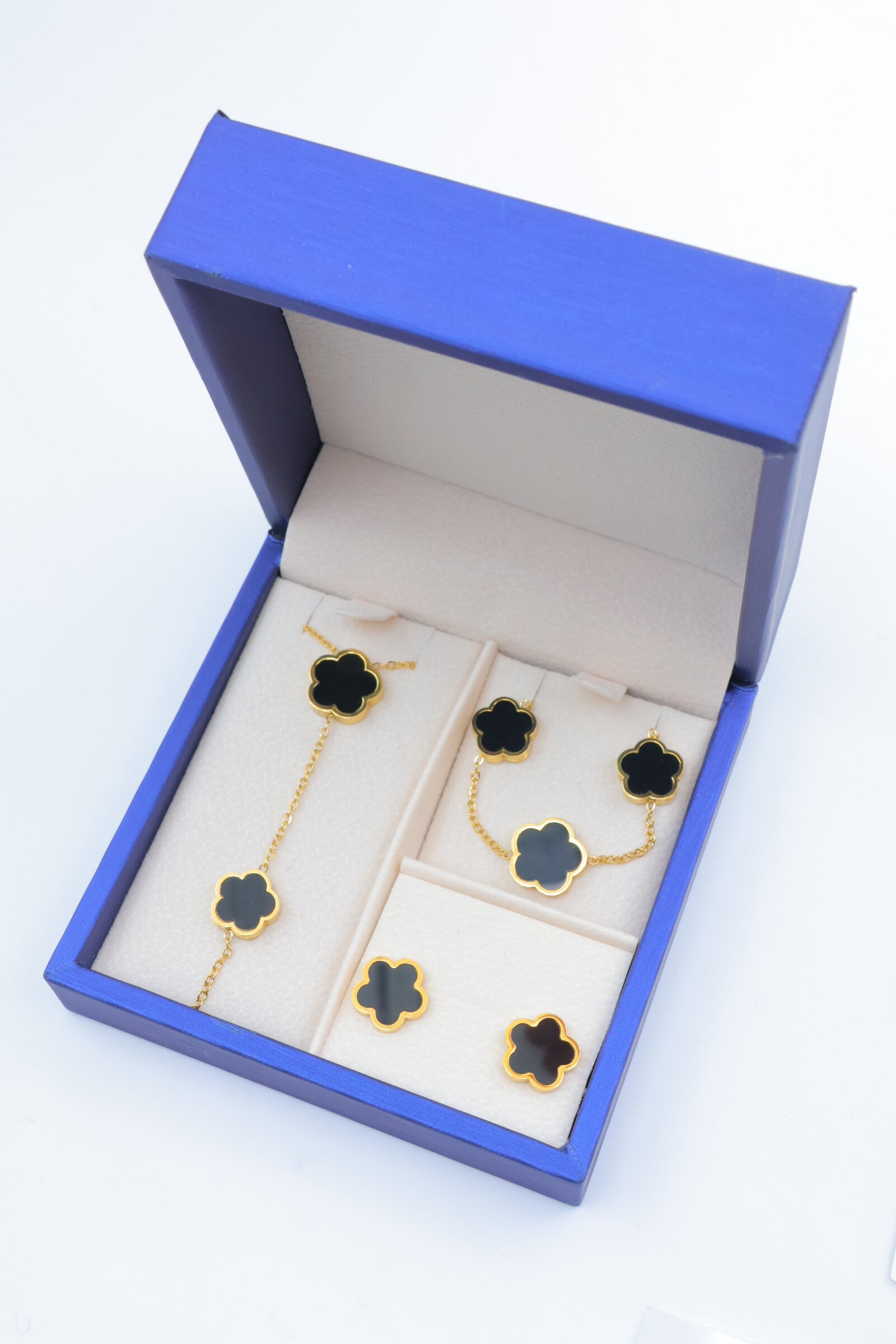 Parure de bijoux avec boîte en acier inoxydable - NOIR