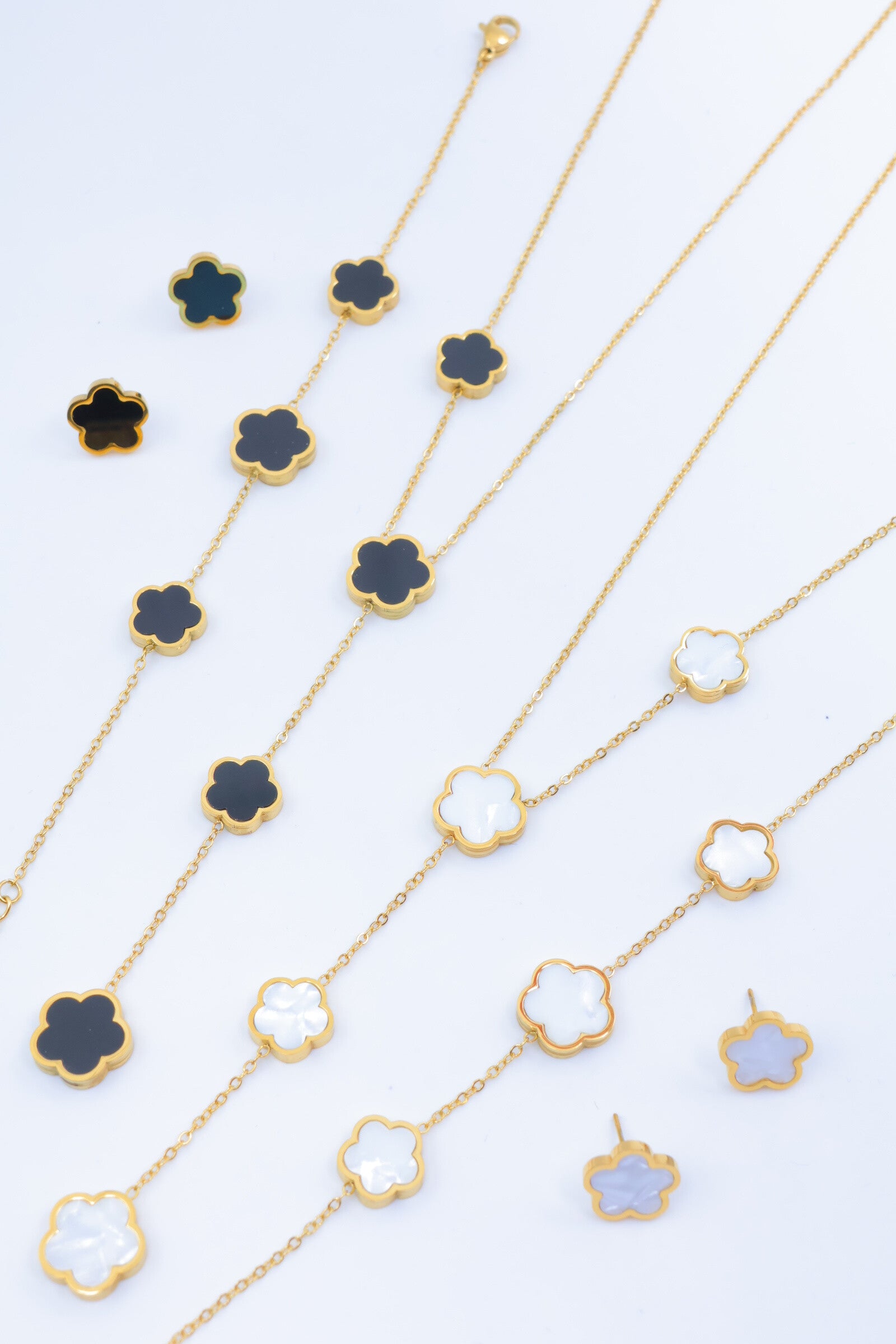 Parure de bijoux en acier inoxydable - BLANC