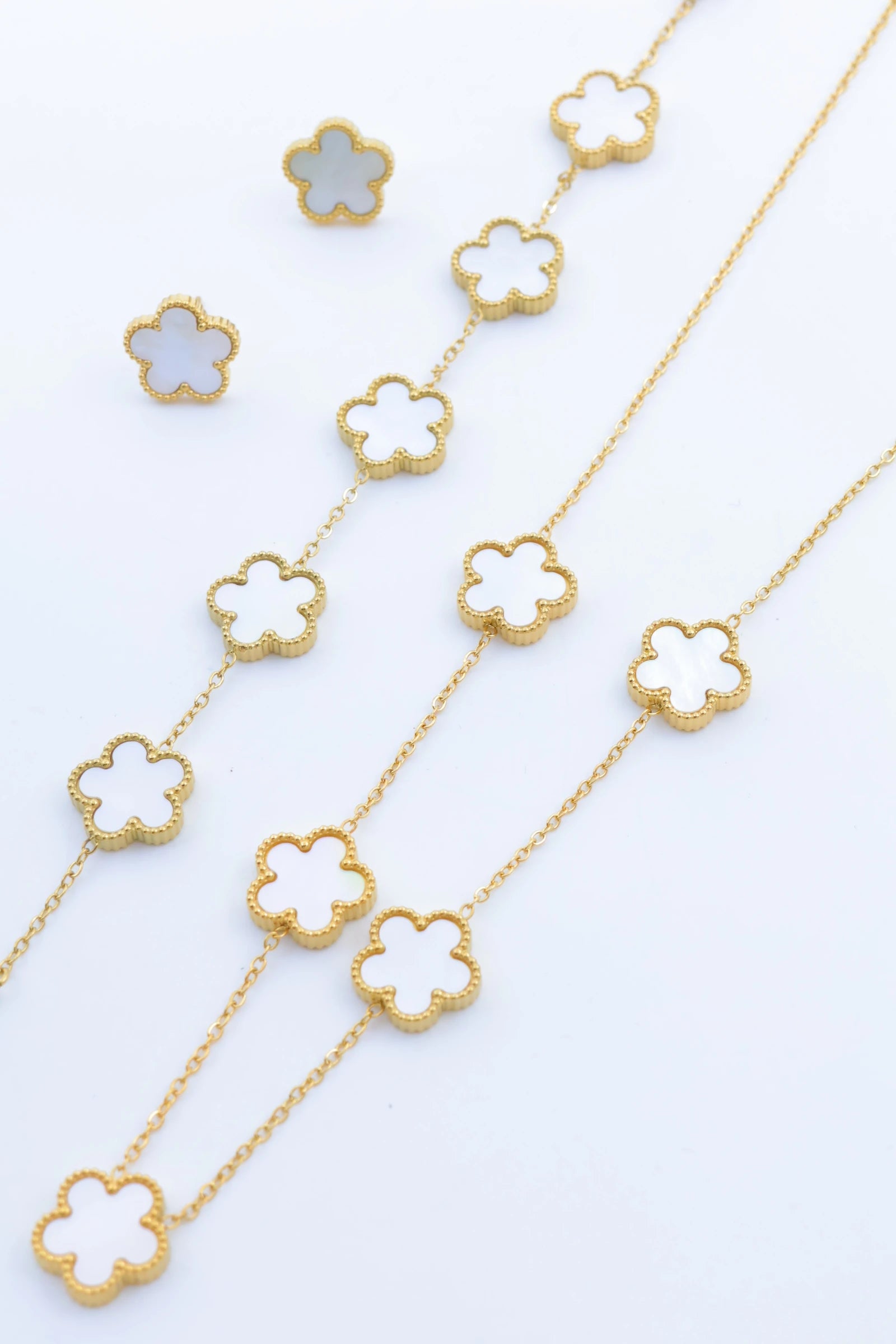 Parure de bijoux en acier inoxydable - BLANC