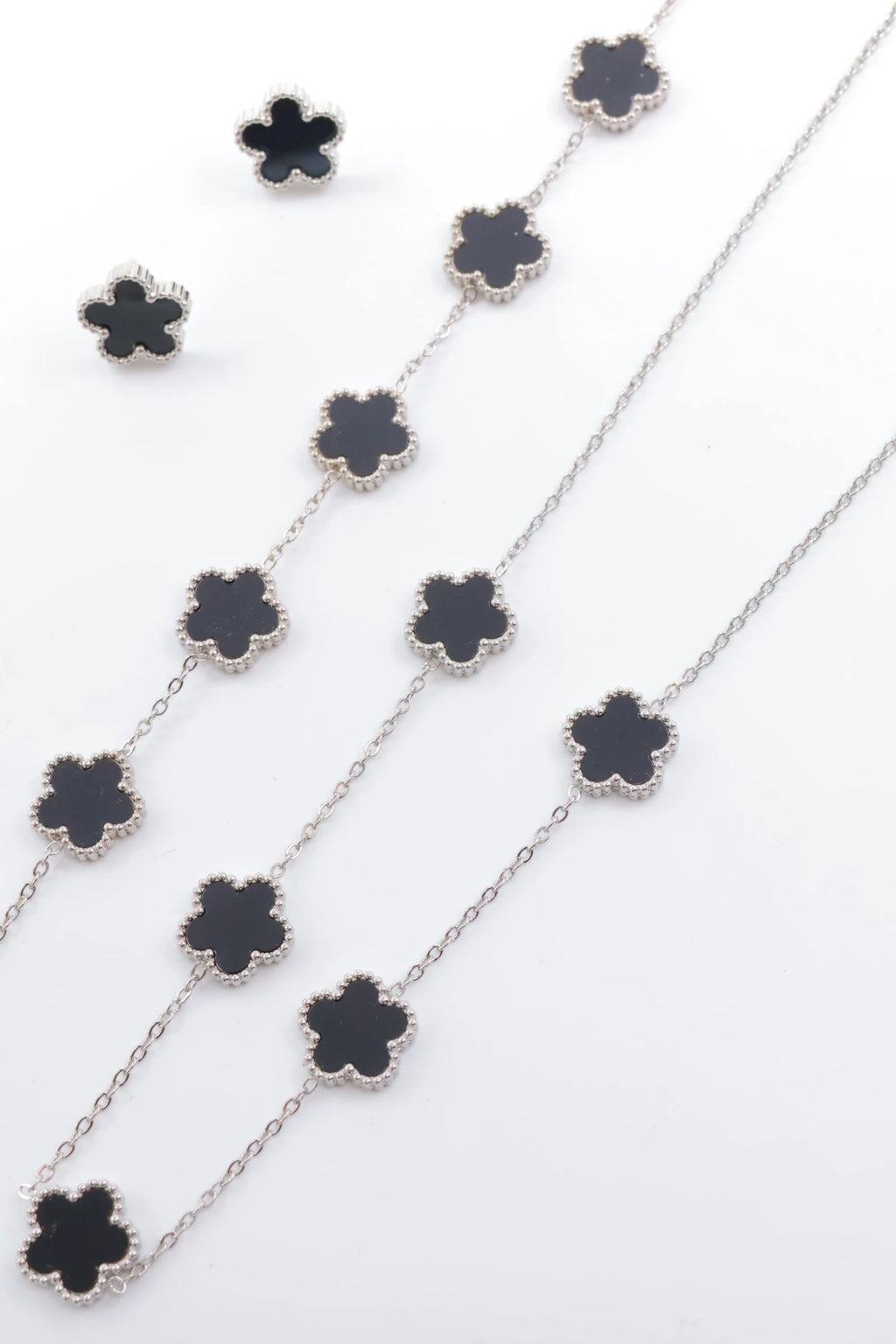 Parure trèfle réversible en acier inoxydable - ARGENT