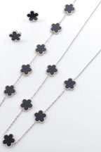 Parure trèfle réversible en acier inoxydable - ARGENT