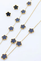 Parure trèfle réversible en acier inoxydable - NOIR