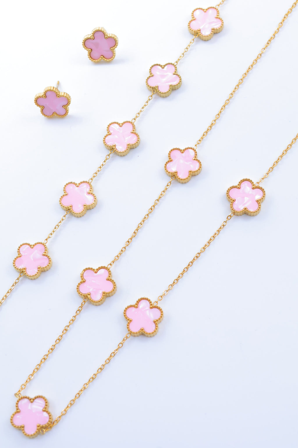 Parure trèfle réversible en acier inoxydable - ROSE