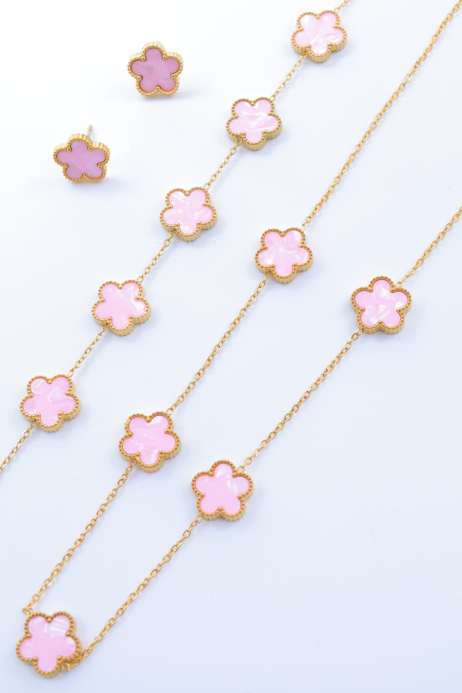 Parure trèfle réversible en acier inoxydable - ROSE