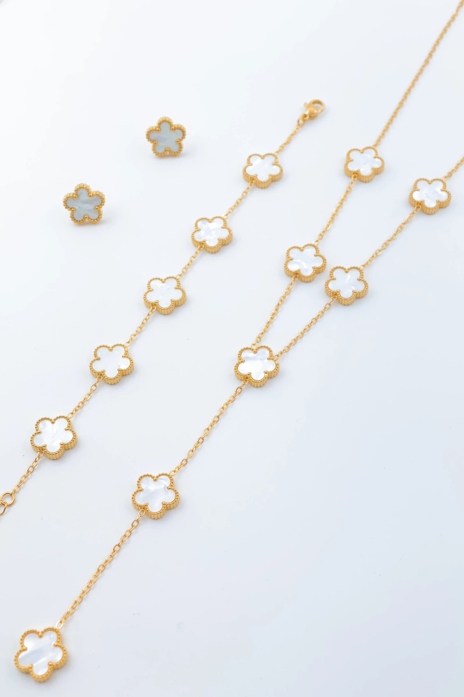 Parure de bijoux en acier inoxydable - BLANC