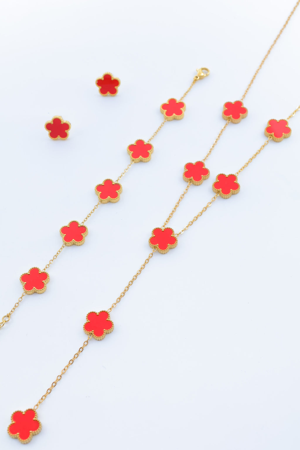 Parure de bijoux en acier inoxydable - ROUGE