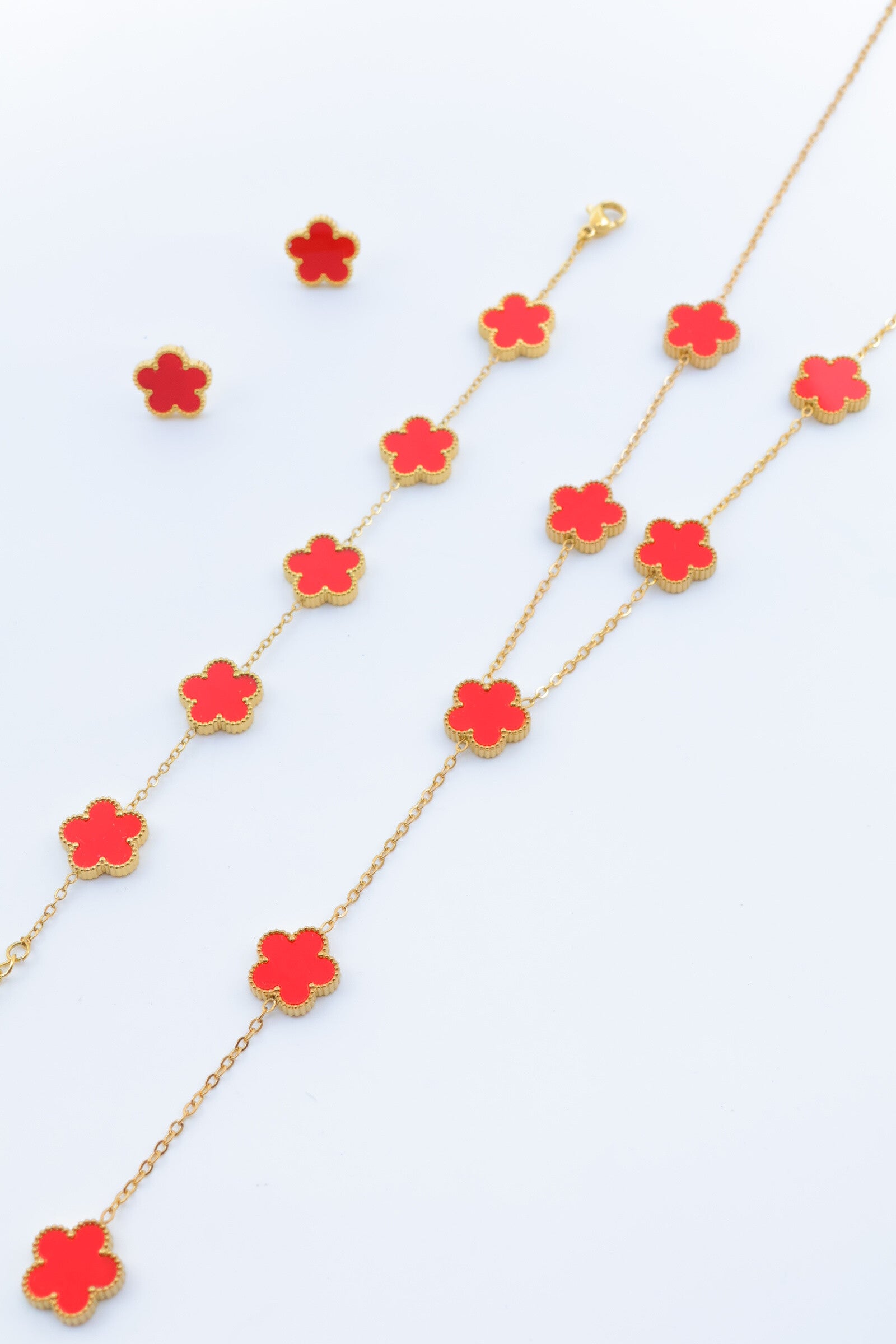 Parure de bijoux en acier inoxydable - ROUGE