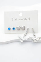 Lot de 3 boucles d'oreilles en acier inoxydable - ARGENT