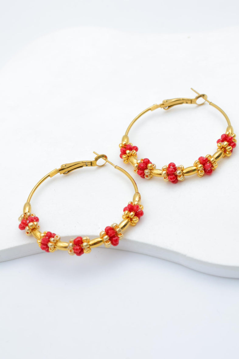 Boucles d'oreilles en acier inoxydable - ROUGE