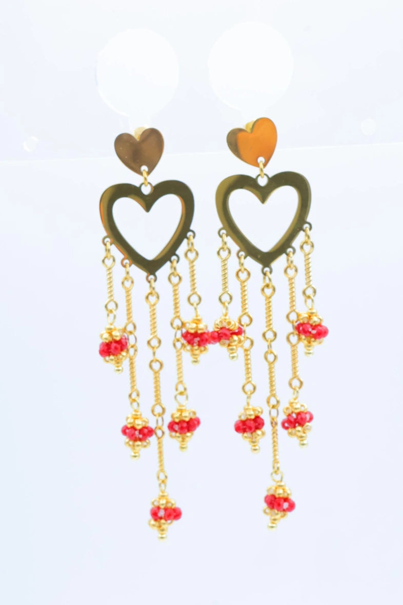 Boucles d'oreilles en acier inoxydable - ROUGE