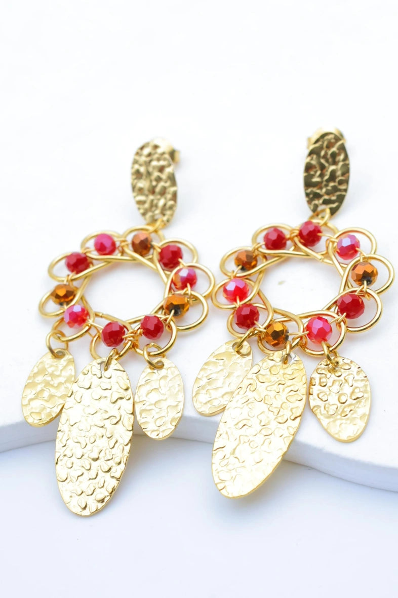 Boucles d'oreilles en acier inoxydable - ROUGE