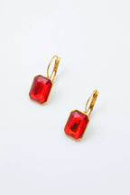 Boucles d'oreilles en acier inoxydable - ROUGE FONCÉ