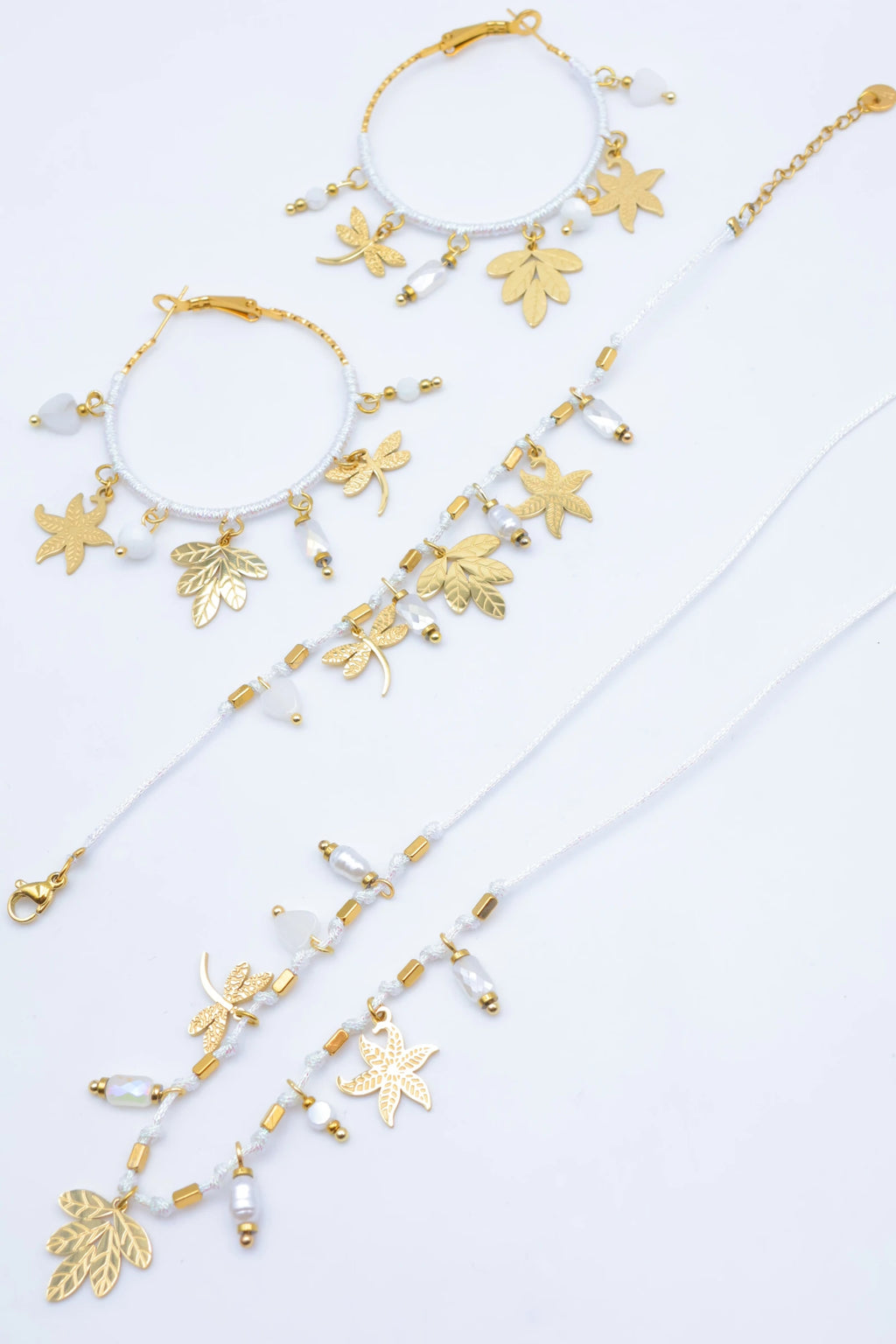 Parure de bijoux en acier inoxydable - BLANC