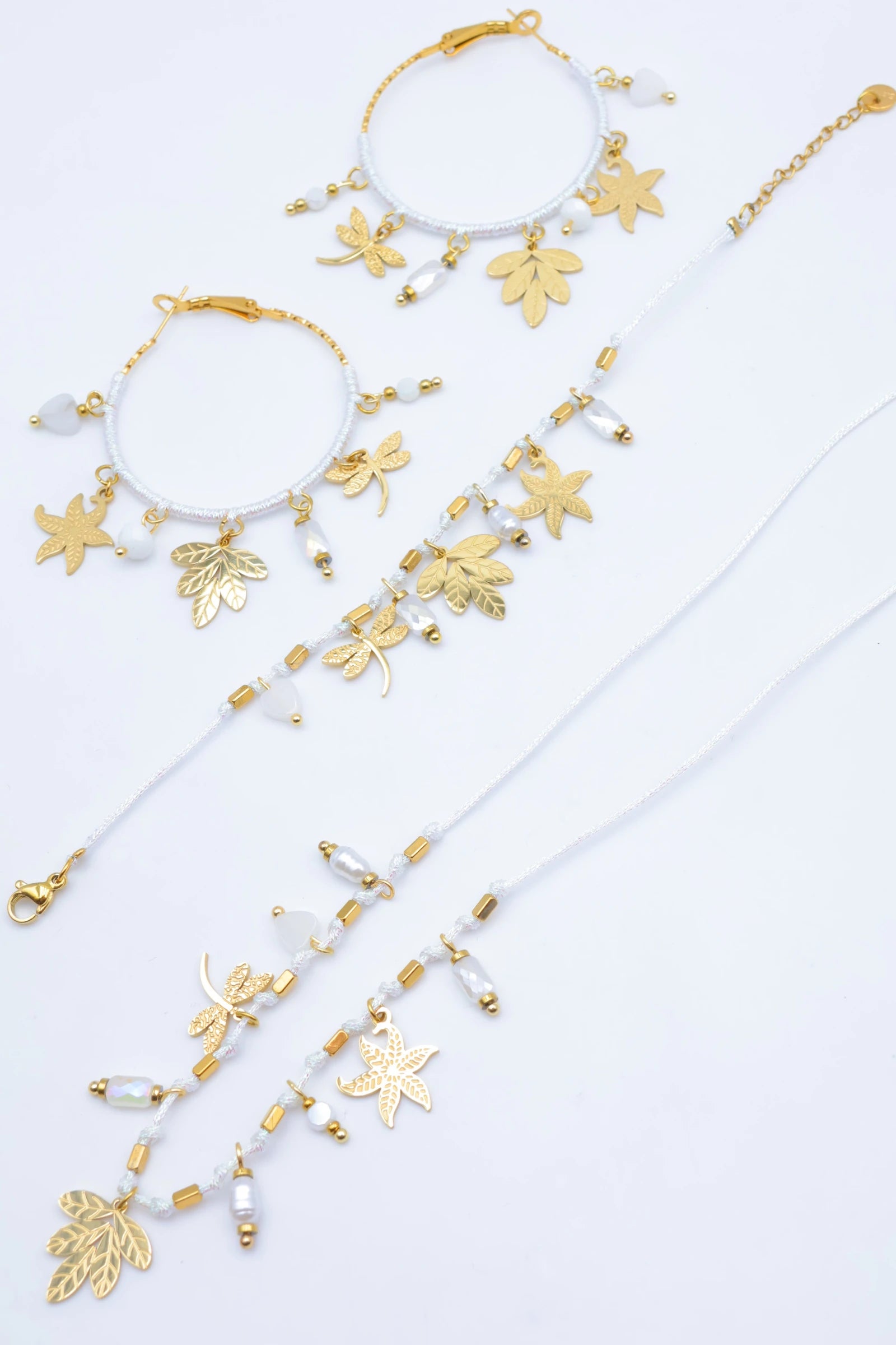 Parure de bijoux en acier inoxydable - BLANC