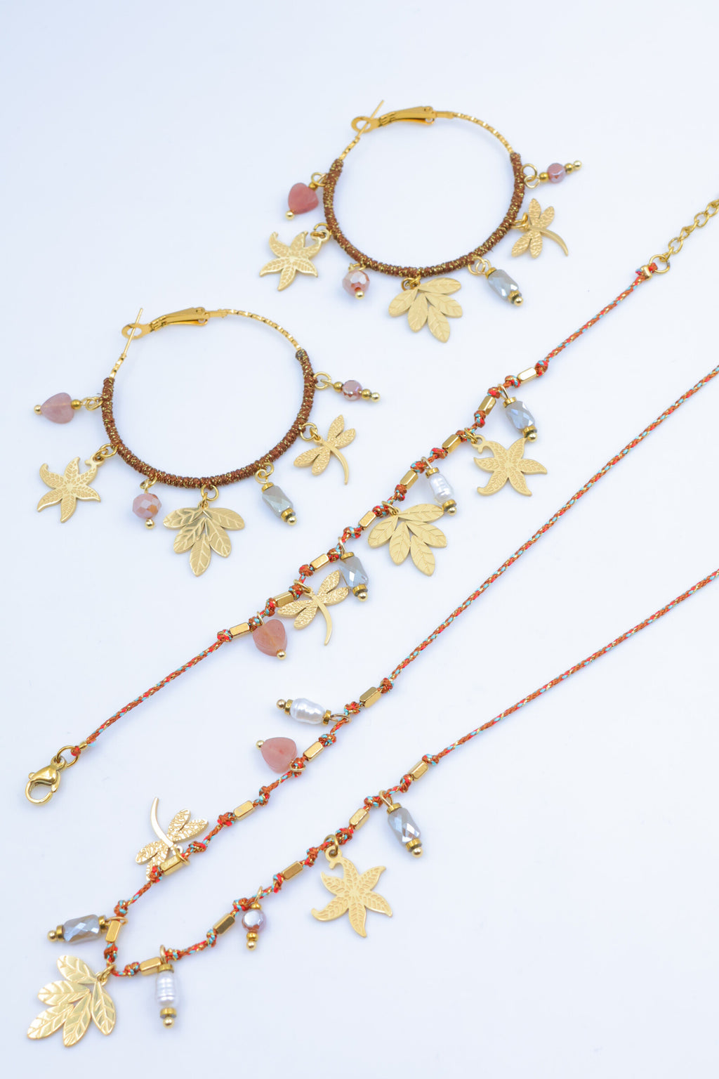 Parure de bijoux en acier inoxydable - MARRON FONCÉ