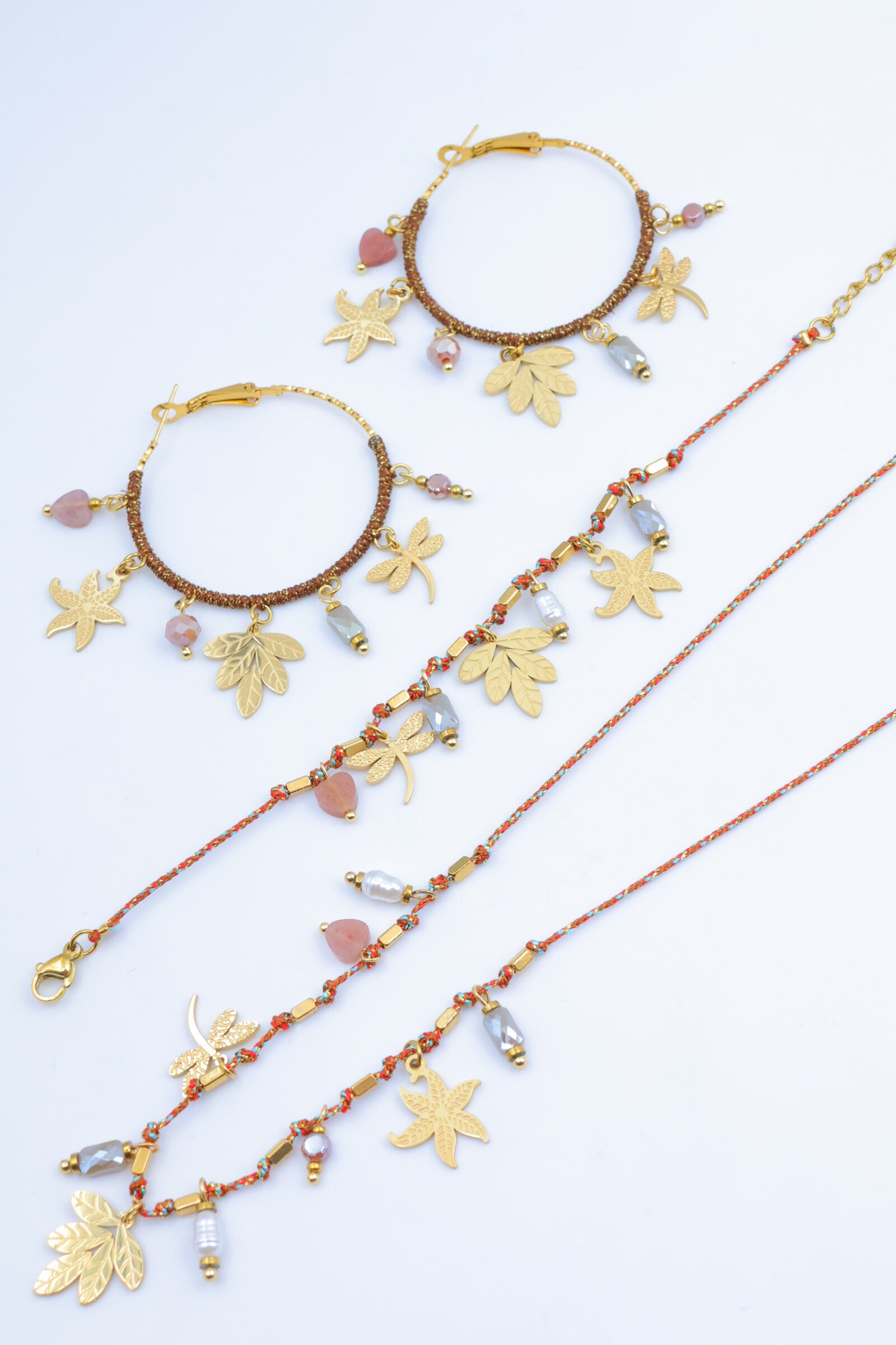 Parure de bijoux en acier inoxydable - MARRON FONCÉ