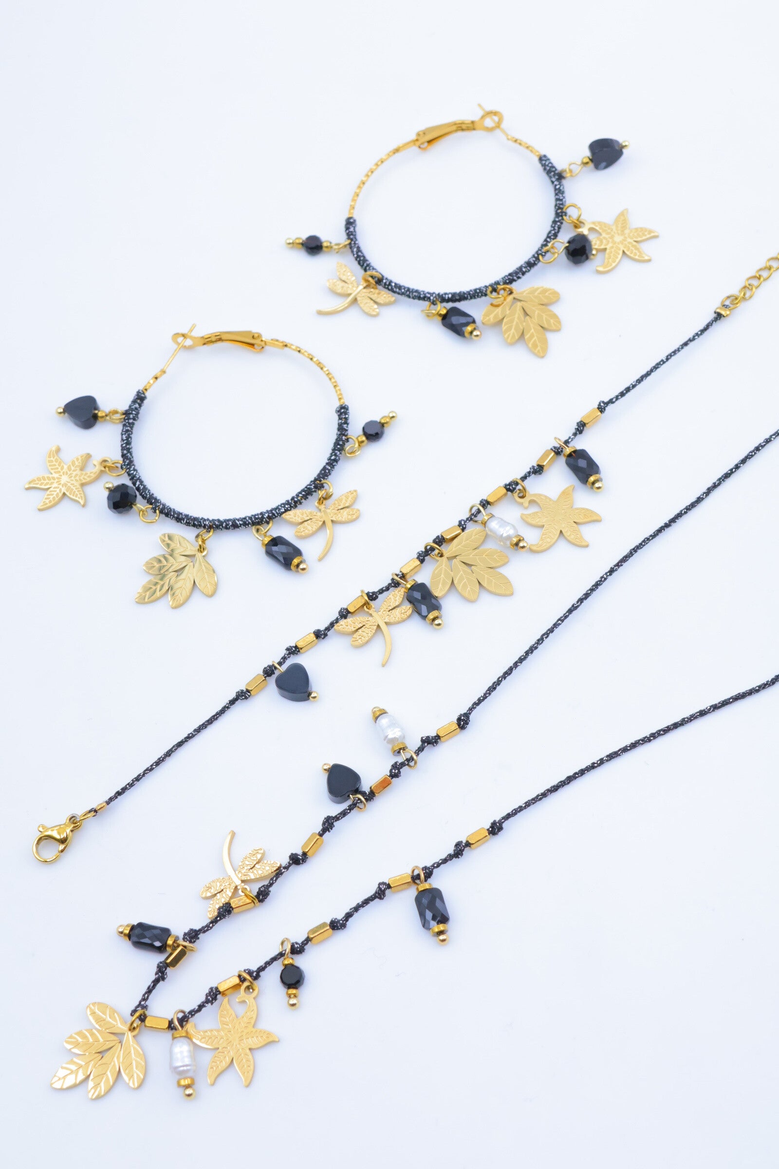 Parure de bijoux en acier inoxydable - NOIR
