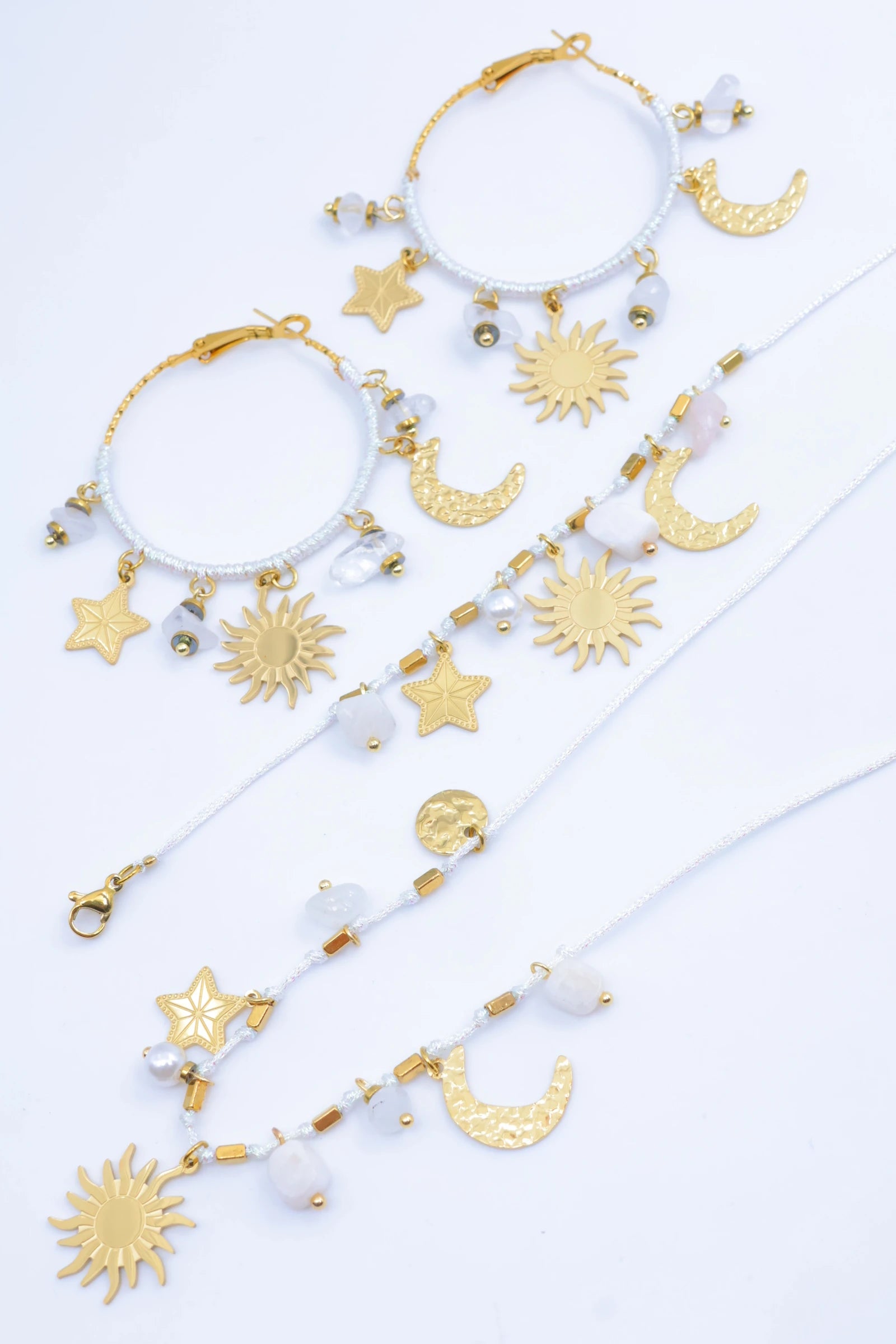 Parure de bijoux en acier inoxydable - BLANC