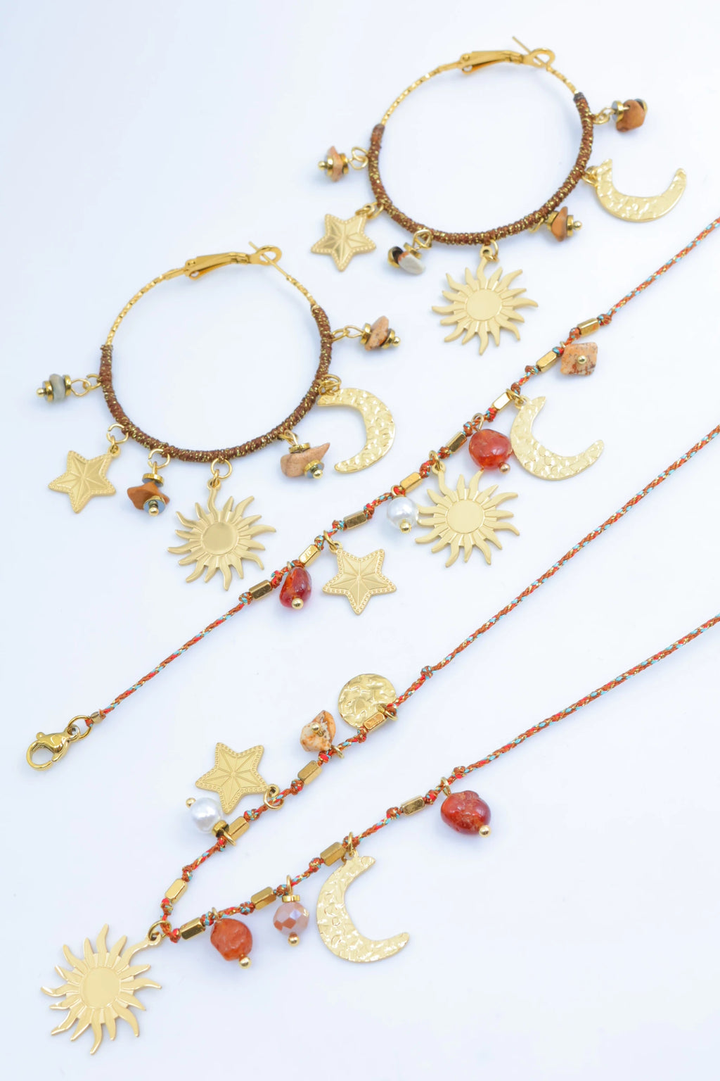 Parure de bijoux en acier inoxydable - MARRON FONCÉ