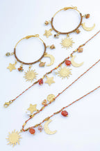 Parure de bijoux en acier inoxydable - MARRON FONCÉ