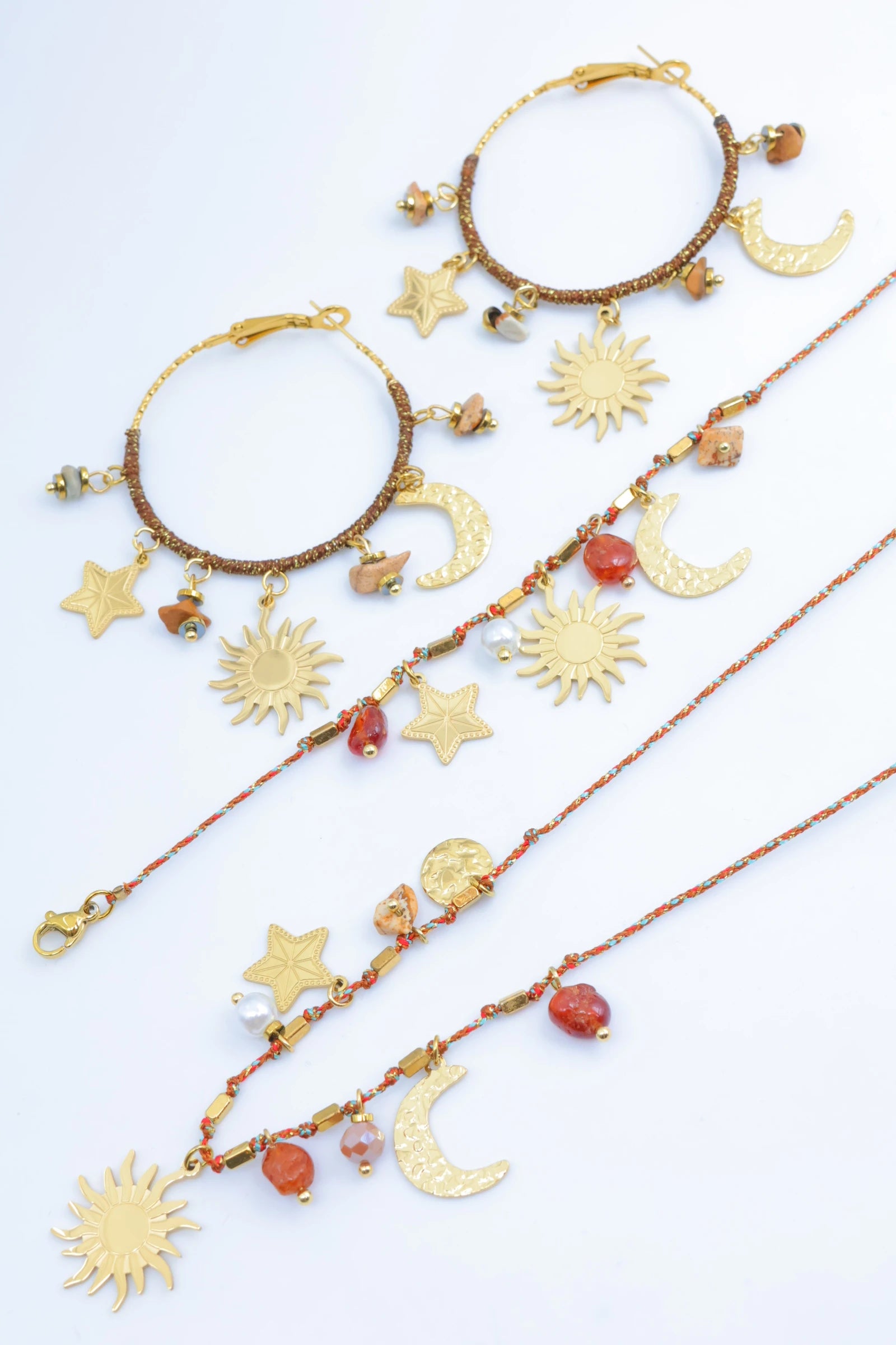 Parure de bijoux en acier inoxydable - MARRON FONCÉ