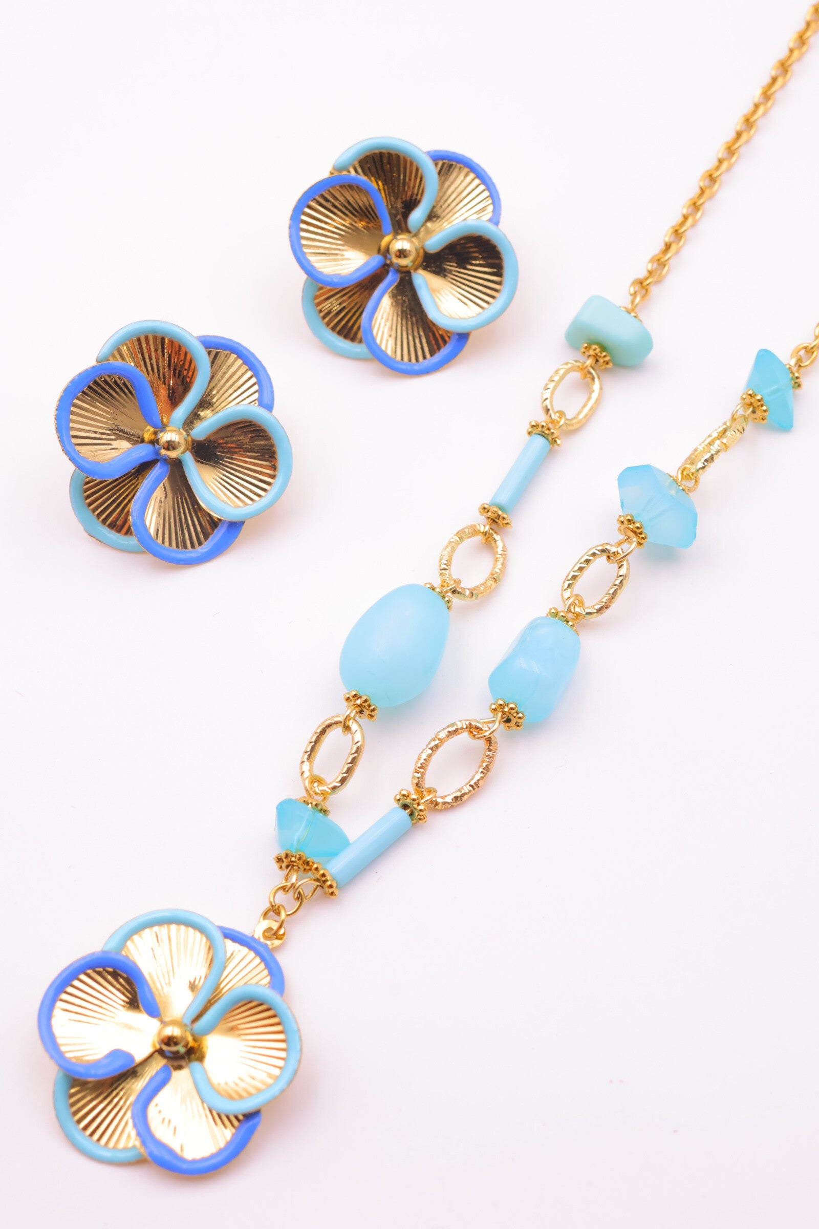 Parure de bijoux en acier inoxydable - BLEU