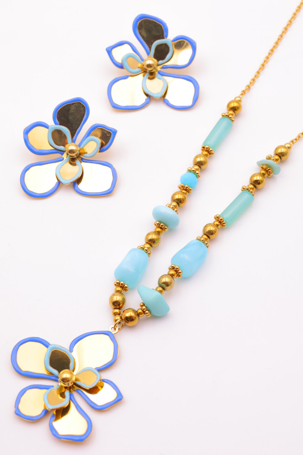 Parure de bijoux en acier inoxydable - BLEU