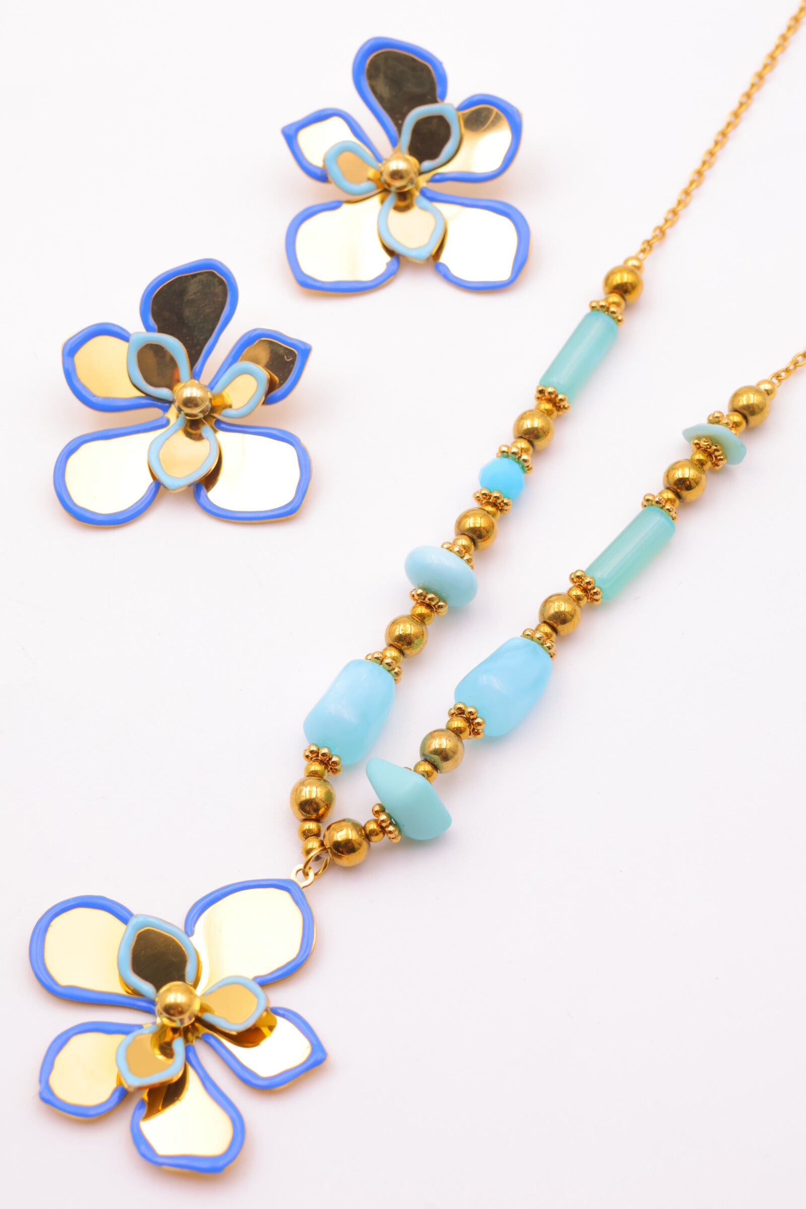 Parure de bijoux en acier inoxydable - BLEU