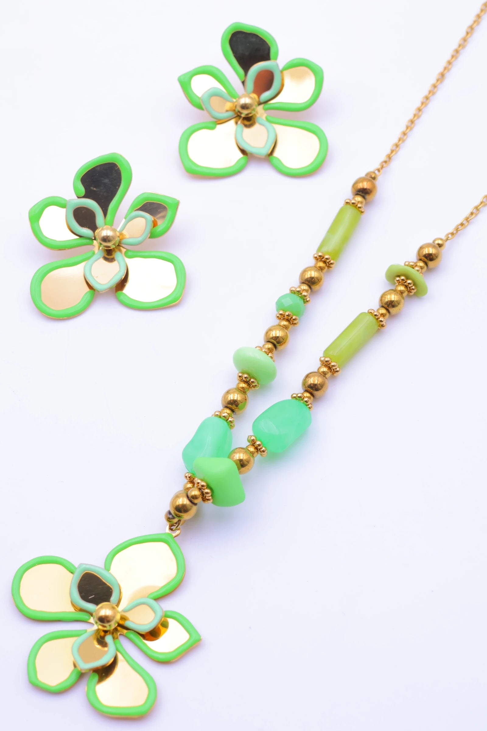 Parure de bijoux en acier inoxydable - VERT