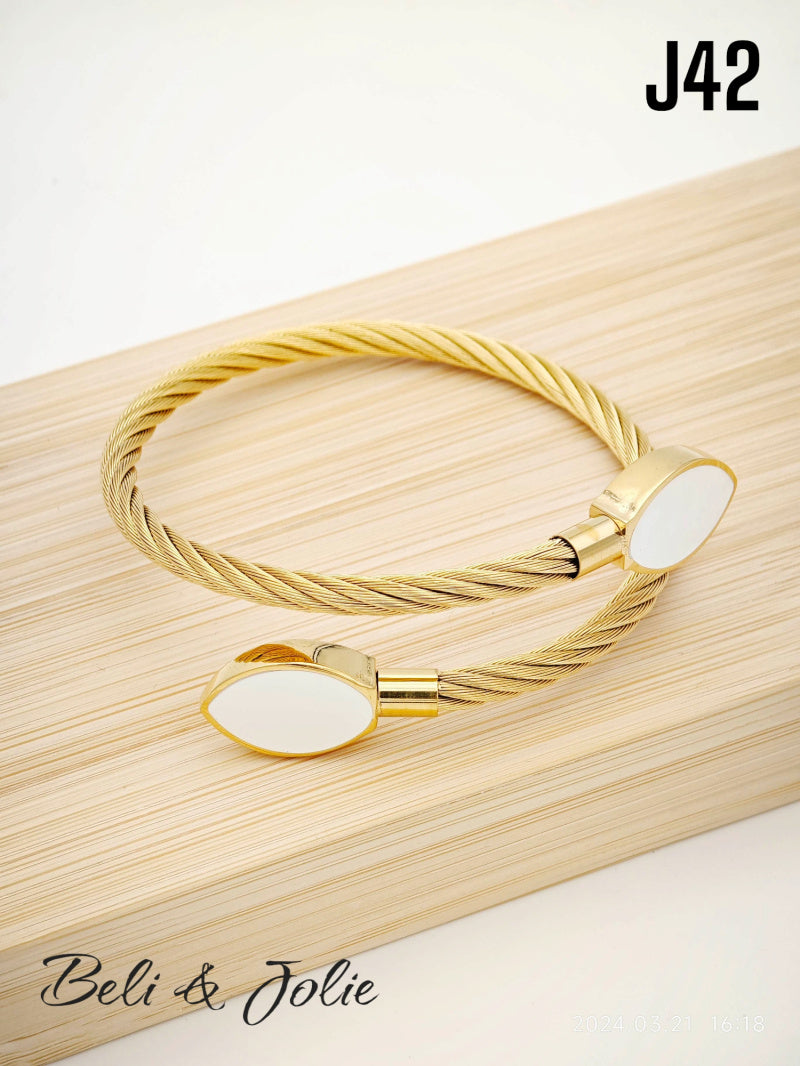 Bracelet jonc en acier inoxydable - BLANC