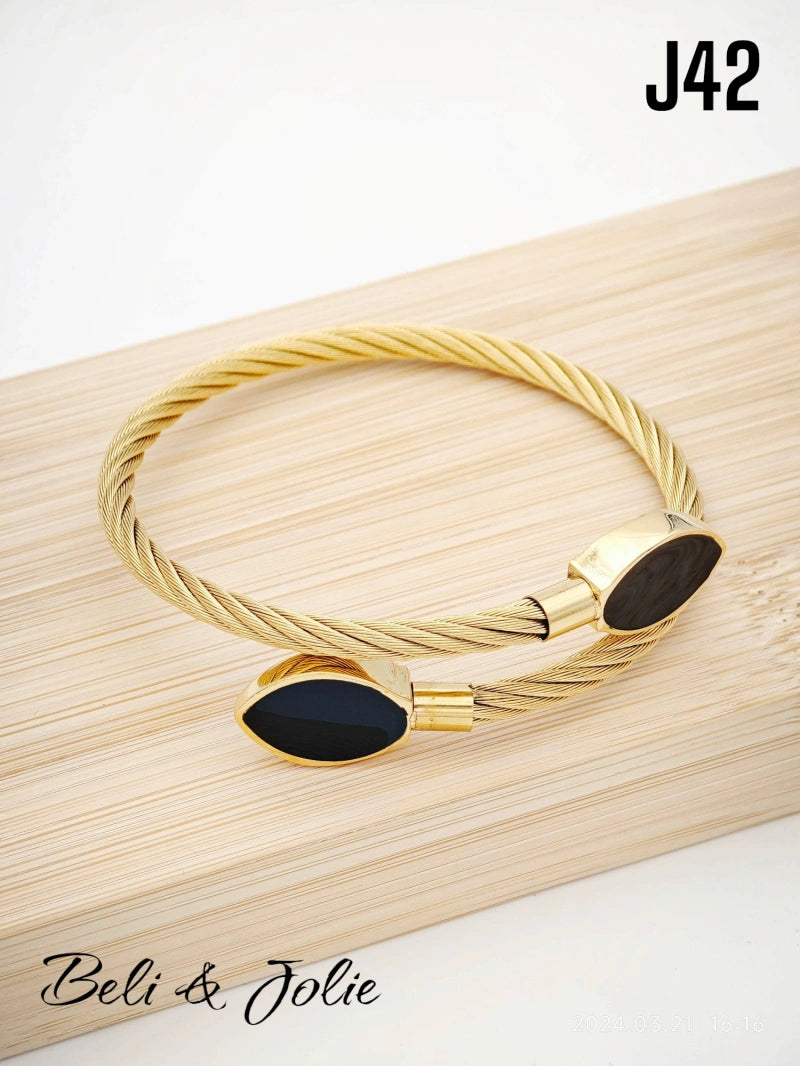 Bracelet jonc en acier inoxydable - NOIR
