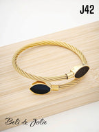 Bracelet jonc en acier inoxydable - NOIR