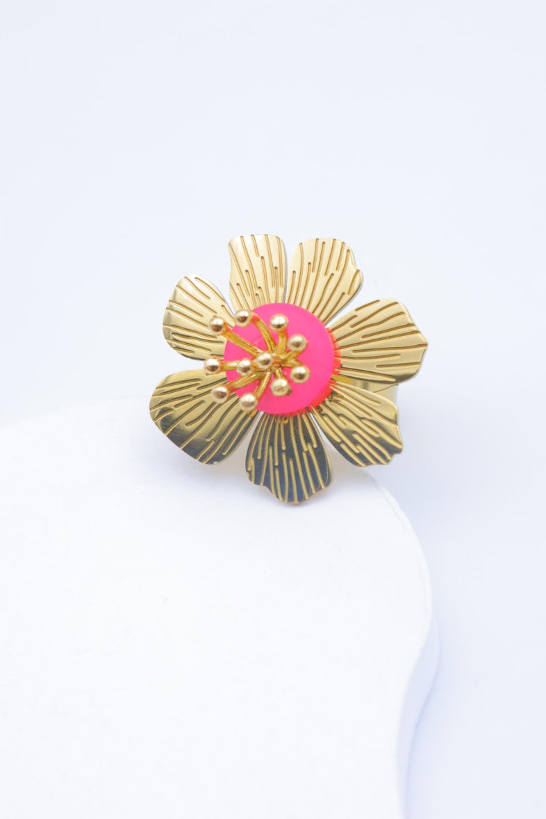 Bague en acier inoxydable ajustable - FUCHSIA