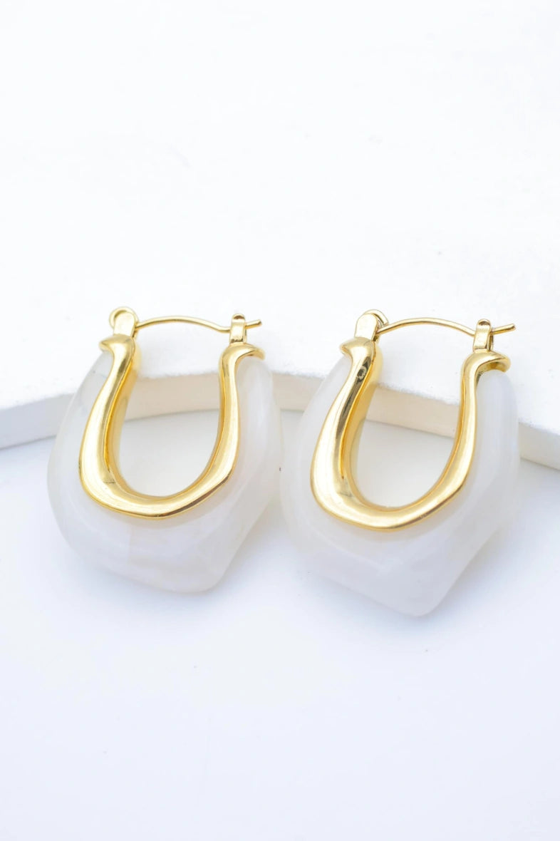 Boucles d'oreilles en acier inoxydable - BLANC