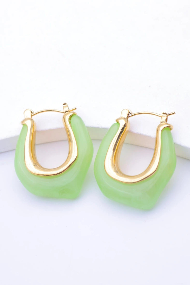 Boucles d'oreilles en acier inoxydable - VERT