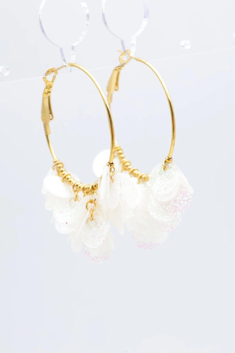 Boucles d'oreilles en acier inoxydable - BLANC