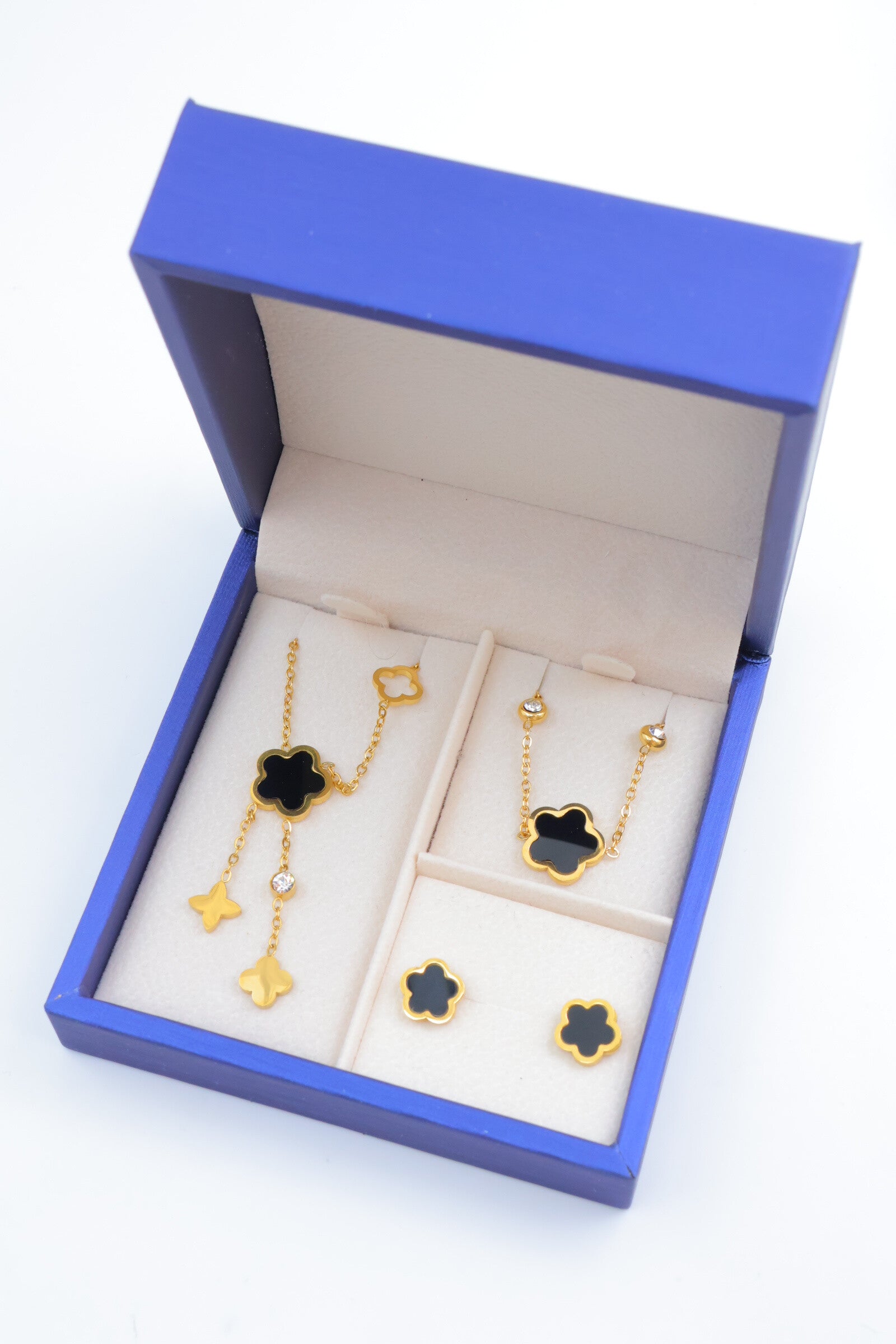 Parure de bijoux avec boîte en acier inoxydable - NOIR