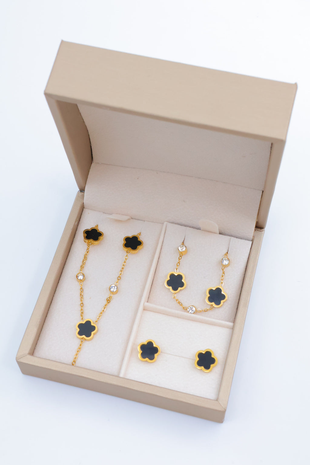 Parure de bijoux avec boîte en acier inoxydable - NOIR