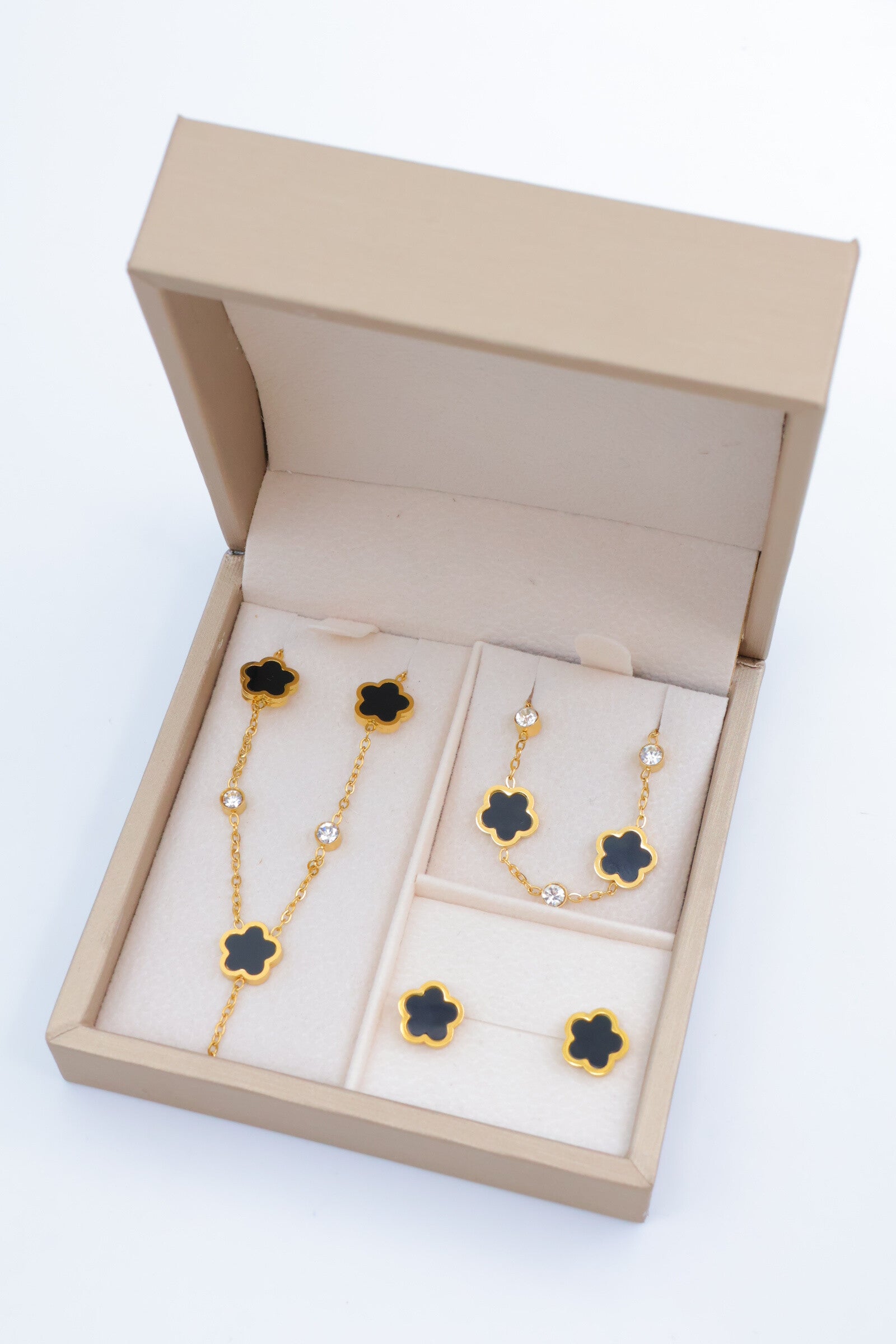 Parure de bijoux avec boîte en acier inoxydable - NOIR
