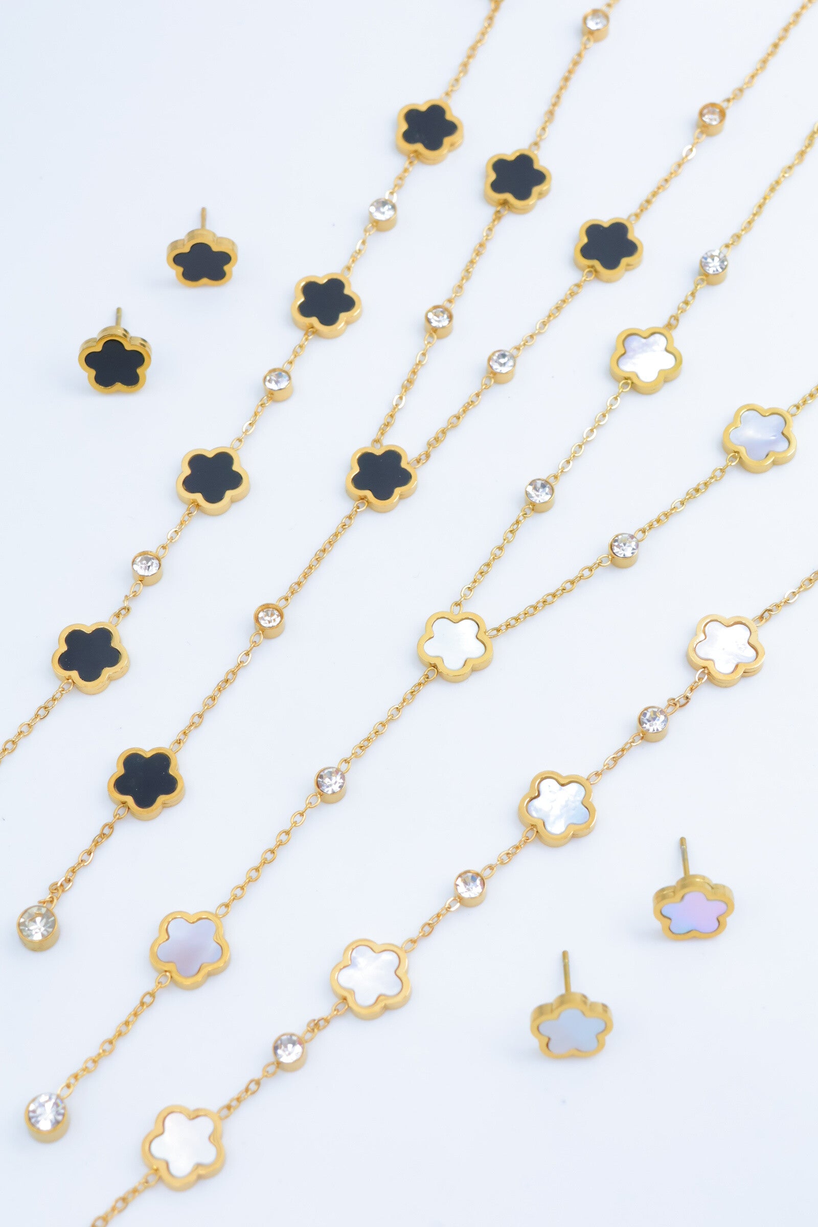 Parure de bijoux en acier inoxydable - BLANC