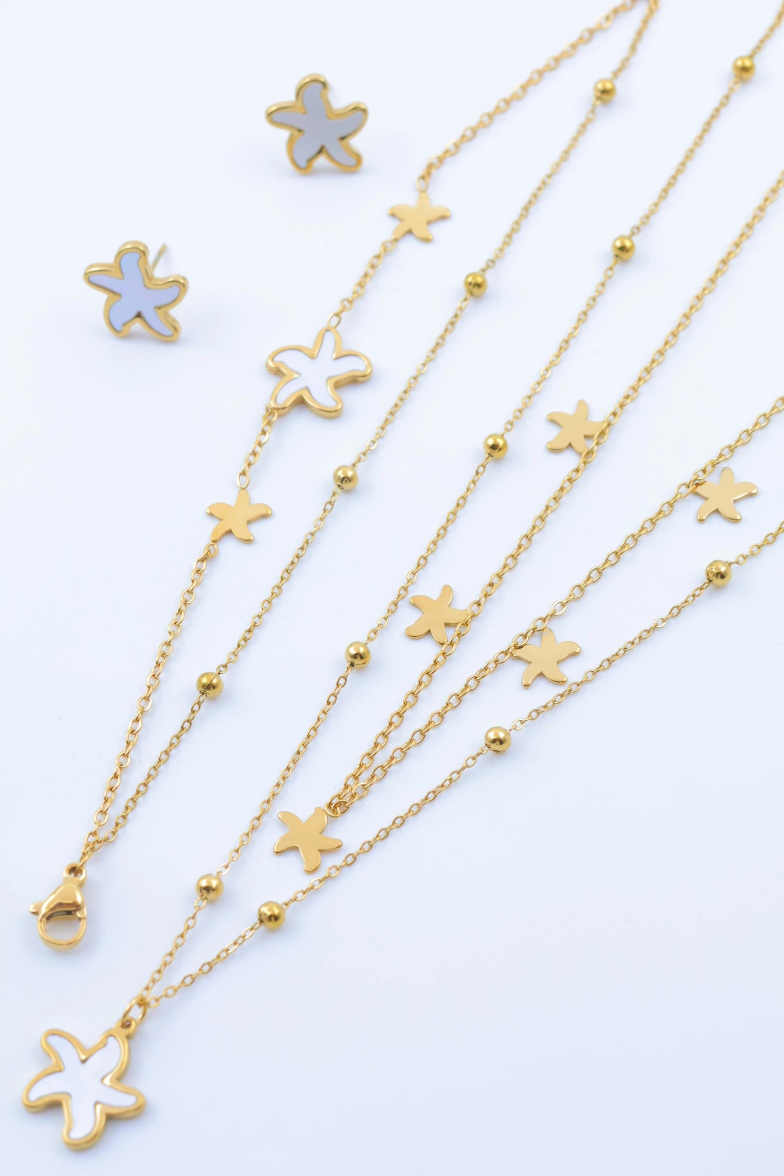 Parure de bijoux en acier inoxydable - BLANC