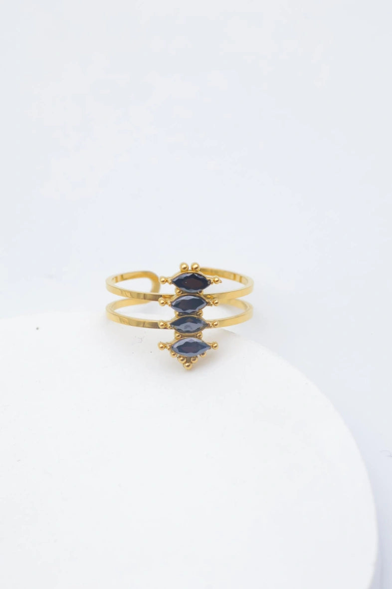 Bague en acier inoxydable ajustable - NOIR
