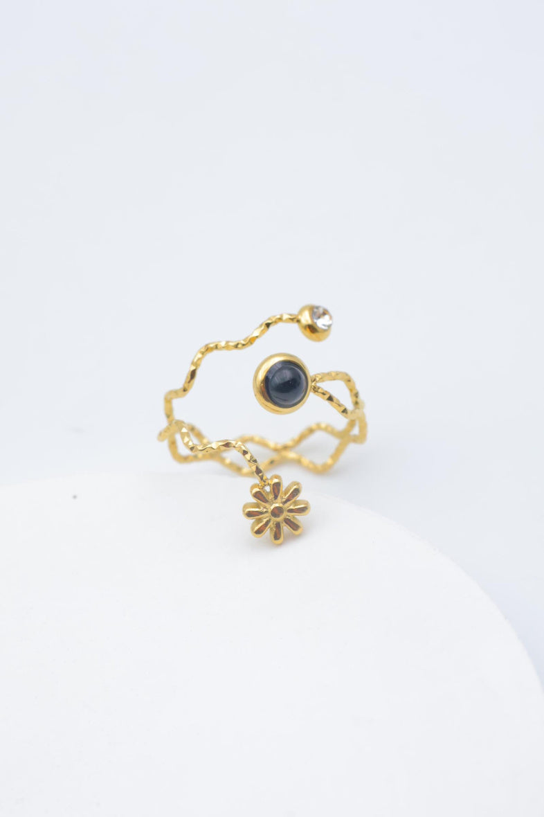 Bague en acier inoxydable ajustable - NOIR